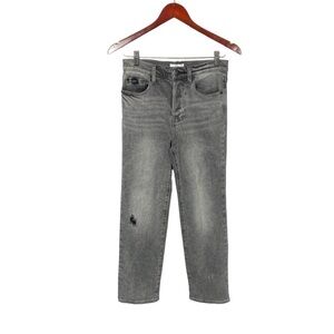 Pistola Gray High Rise Button Fly Straight Distressed Ankle Jeans